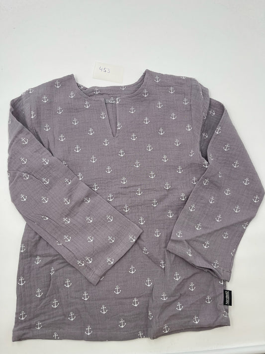 453 - Musselin Langarm-Shirt Anker - grau